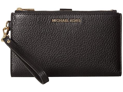 michael kors double zip wristlet diagonal blk|michael kors wristlet small.